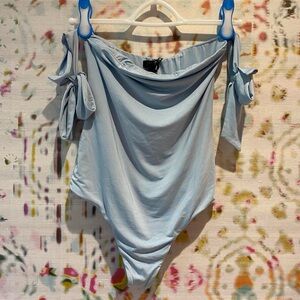Light Blue Off-Shoulder Bodysuit